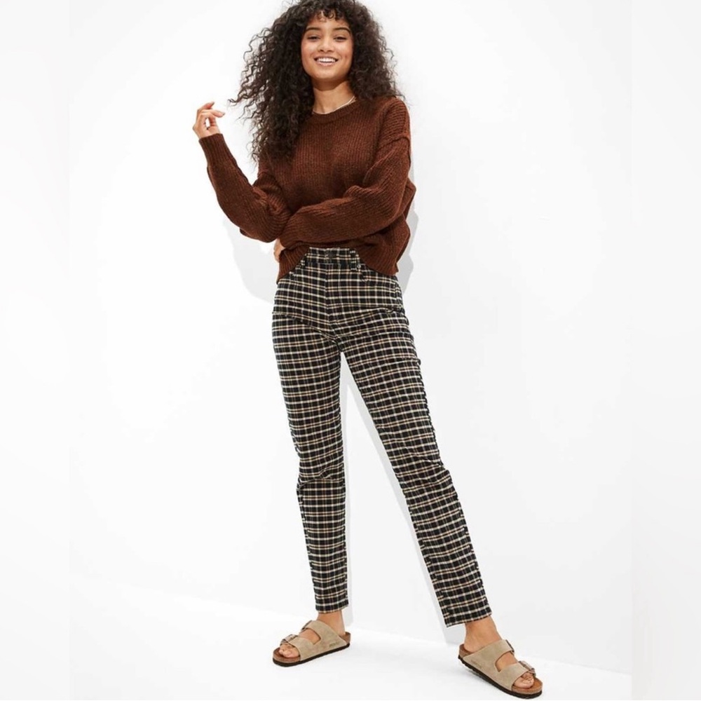 American Eagle Plaid Mom Pants
